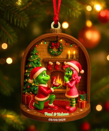 Celebrate Love This Christmas With Our Personalized Grinch Ornament - Custom Acrylic Ornament For Couples
