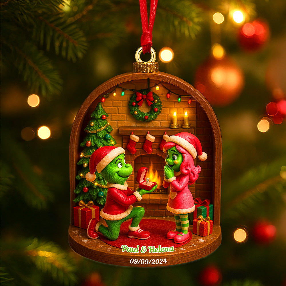 Celebrate Love This Christmas With Our Personalized Grinch Ornament - Custom Acrylic Ornament For Couples