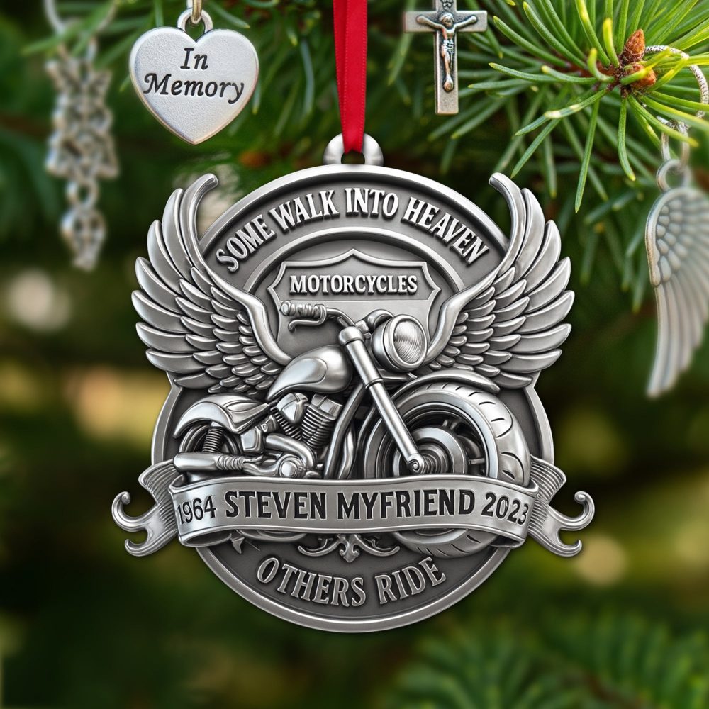 Some Walk Into Heaven Ornament - Personalized Gift For Motorcycle Lovers - Image 4
