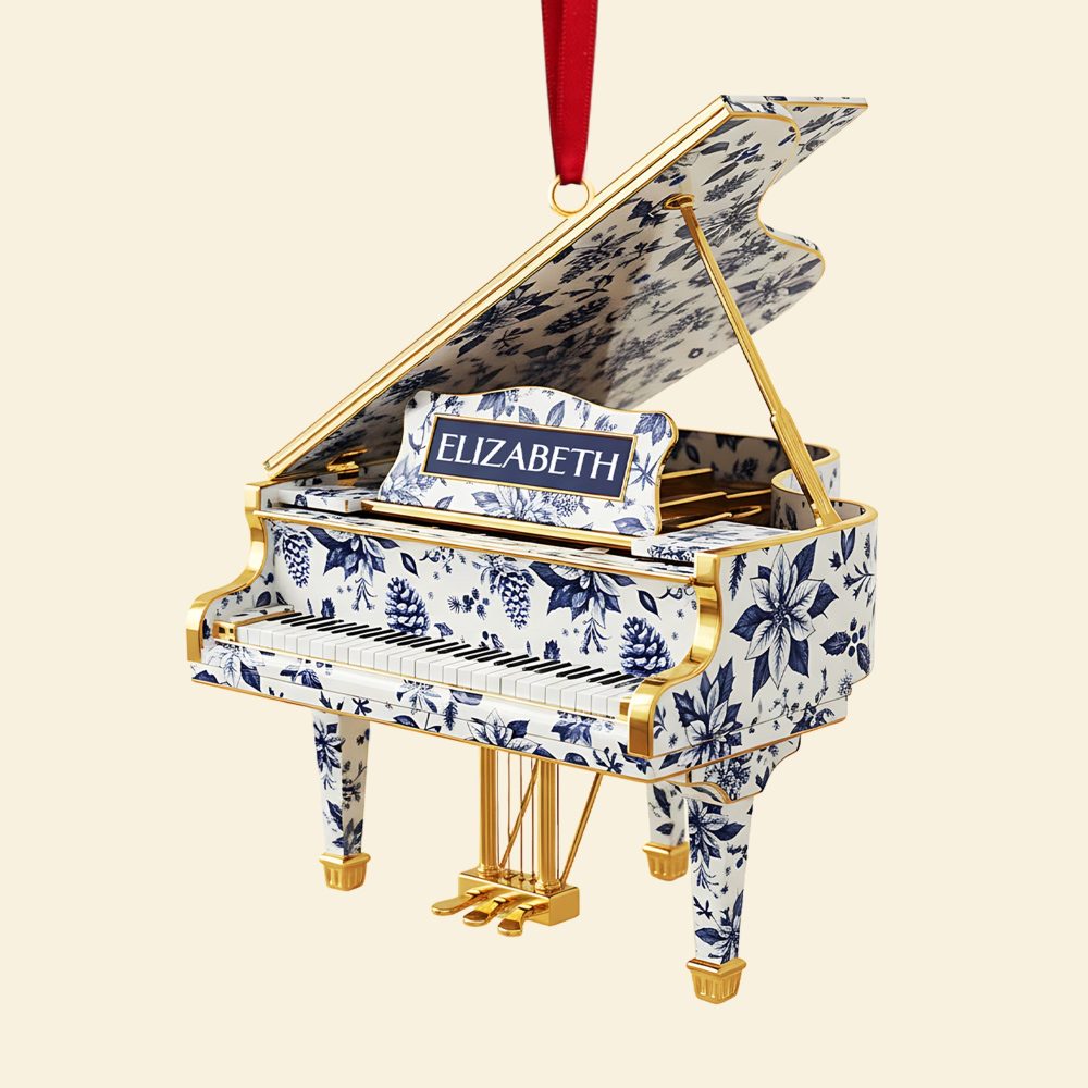 Strike A Chord This Christmas! - Personalized Piano Toile De Jouy Custom Shape Acrylic Ornament - Perfect Gift For Music Lovers, Friends & Family - Image 4