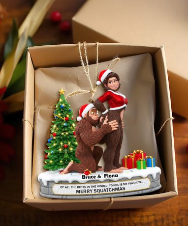 “Of All The Butts In The World, Yours Is My Favorite” - Playful Bigfoot Couple Ornament - Personalized Christmas Gift For Couples