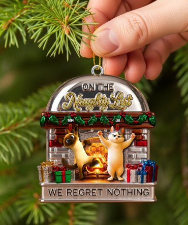 “On The Naughty List” - Customizable Cat Lovers Ornament - Perfect Gift For Pet Owners, Cat Enthusiasts & Holiday Celebrations