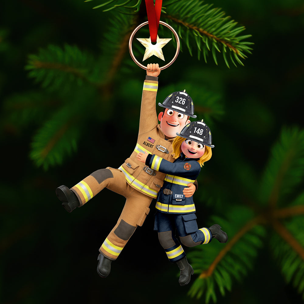 Together We Stand - Firefighter Couple Hanging Ornament - Personalized Gift For Couples - Image 2