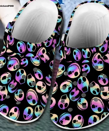 The Nightmare Before Christmas Movies Jack Crocs Glow-In-The-Dark Skull Clogs For Kids & Adults - Comfy, Fun Footwear