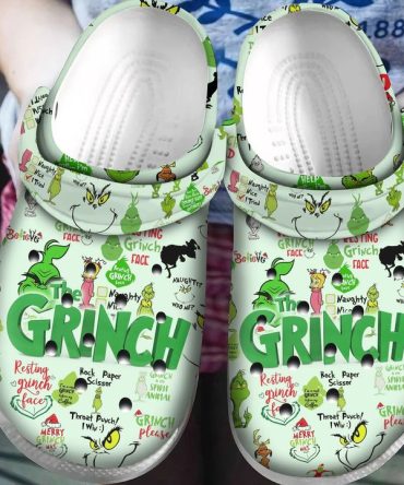 Grinch Crocs - Comfortable Beach Sandals With Fun Cartoon Design