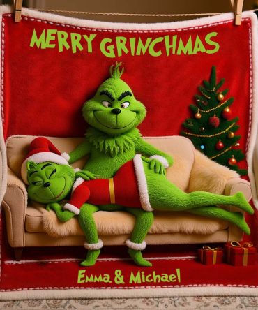 Grinch Funny Gift For Couple - Personalized Stole Christmas Blanket