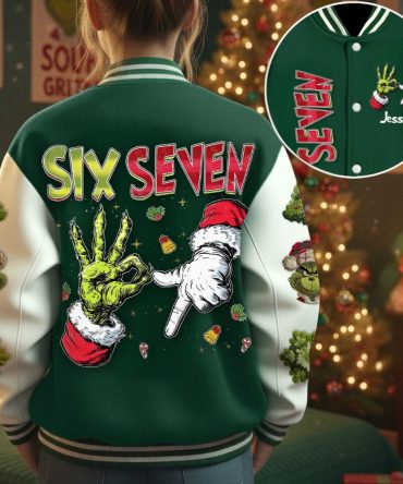 Grinch Six Seven - Personalized Stole Christmas Varsity Jacket