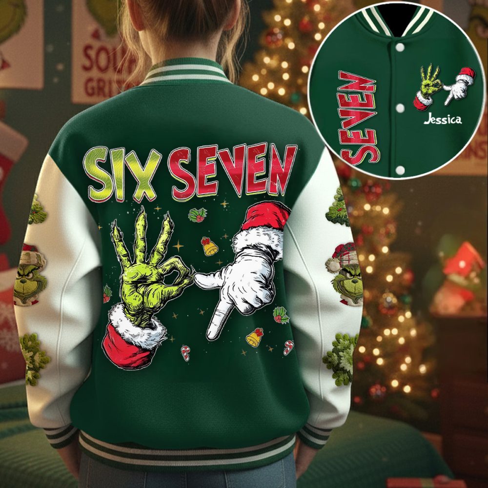 Grinch Six Seven - Personalized Stole Christmas Varsity Jacket