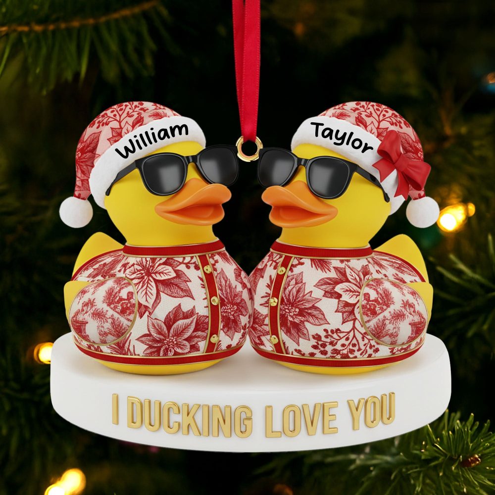 I Ducking Love You - Personalized Couple Duck Christmas Ornament