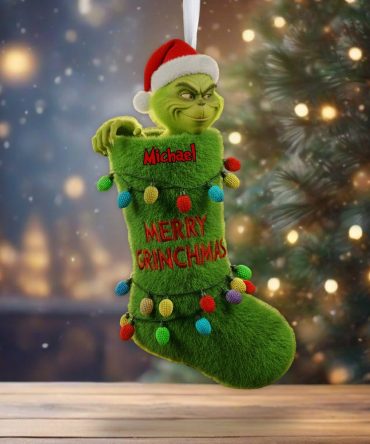 Merry Grinchmas - Personalized Stole Christmas Shaped Christmas Stocking