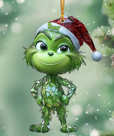 Grinch Geometric Green Mischief - Personalized Stole Christmas Ornament