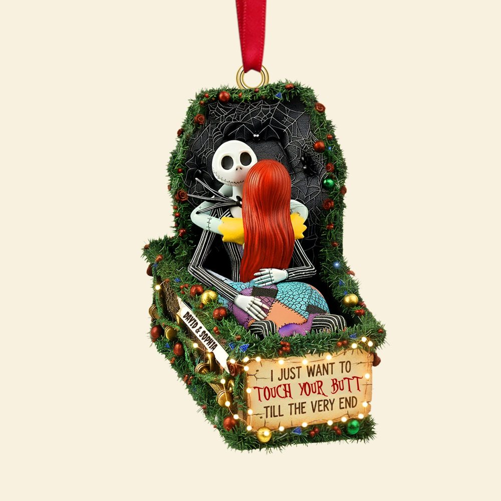 I Just Want To Touch Your Butt - Personalized Deathly Love Christmas Ornament For Couples - Image 4
