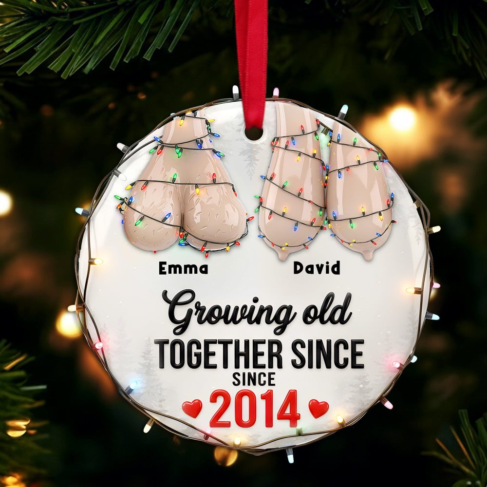 Growing Old Together Since 2014 - Funny Old Couple Christmas Ornament - Personalized Gift For Couples - Image 2