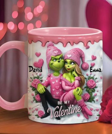Grinch Be My Valentine - Personalized Stole Christmas Accent Mug