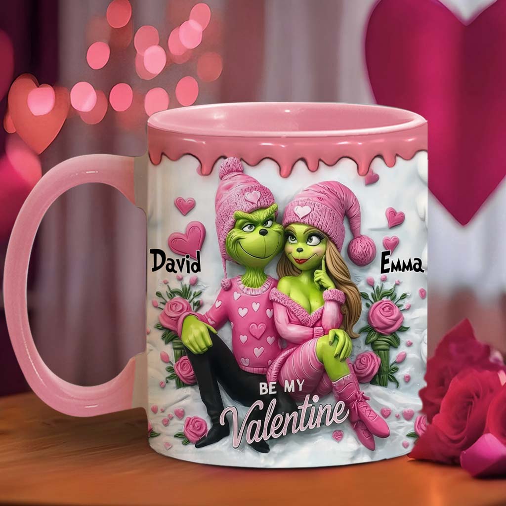 Grinch Be My Valentine - Personalized Stole Christmas Accent Mug