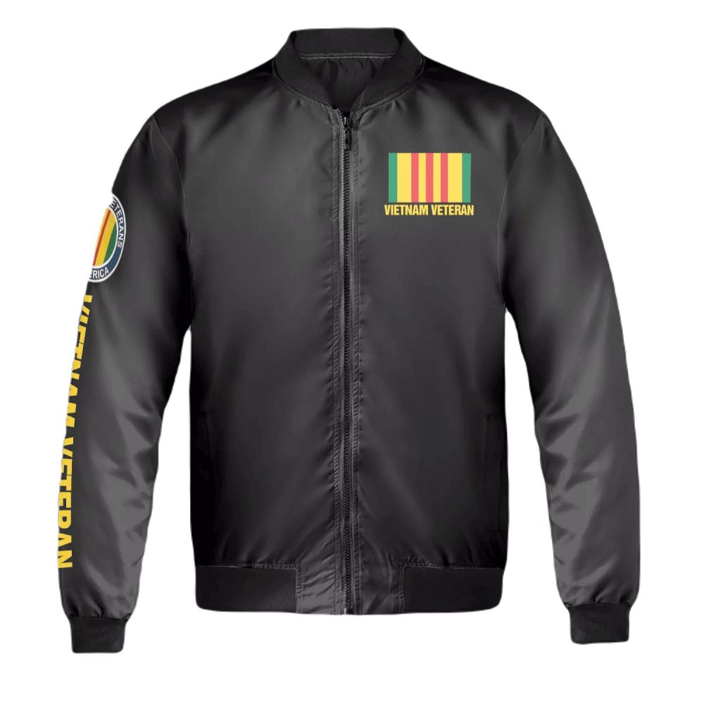 Veteran Bomber Jacket Vietnam Veteran I Served My Country Bomber Black Unisex Jacket Jacket - Image 2