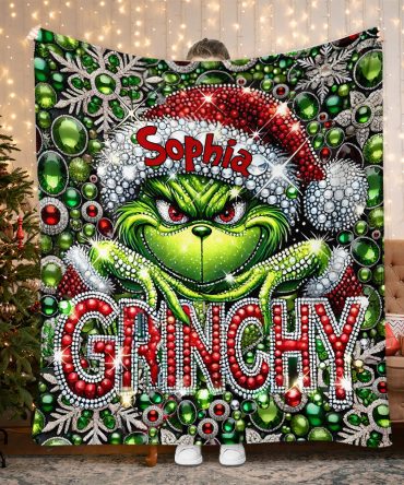 Grinch Merry Grinchmas - Personalized Stole Christmas Blanket