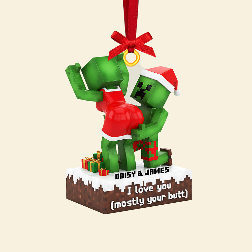 I Love You (Mostly Your Butt) - Personalized Lego Couple Acrylic Ornament - Image 4