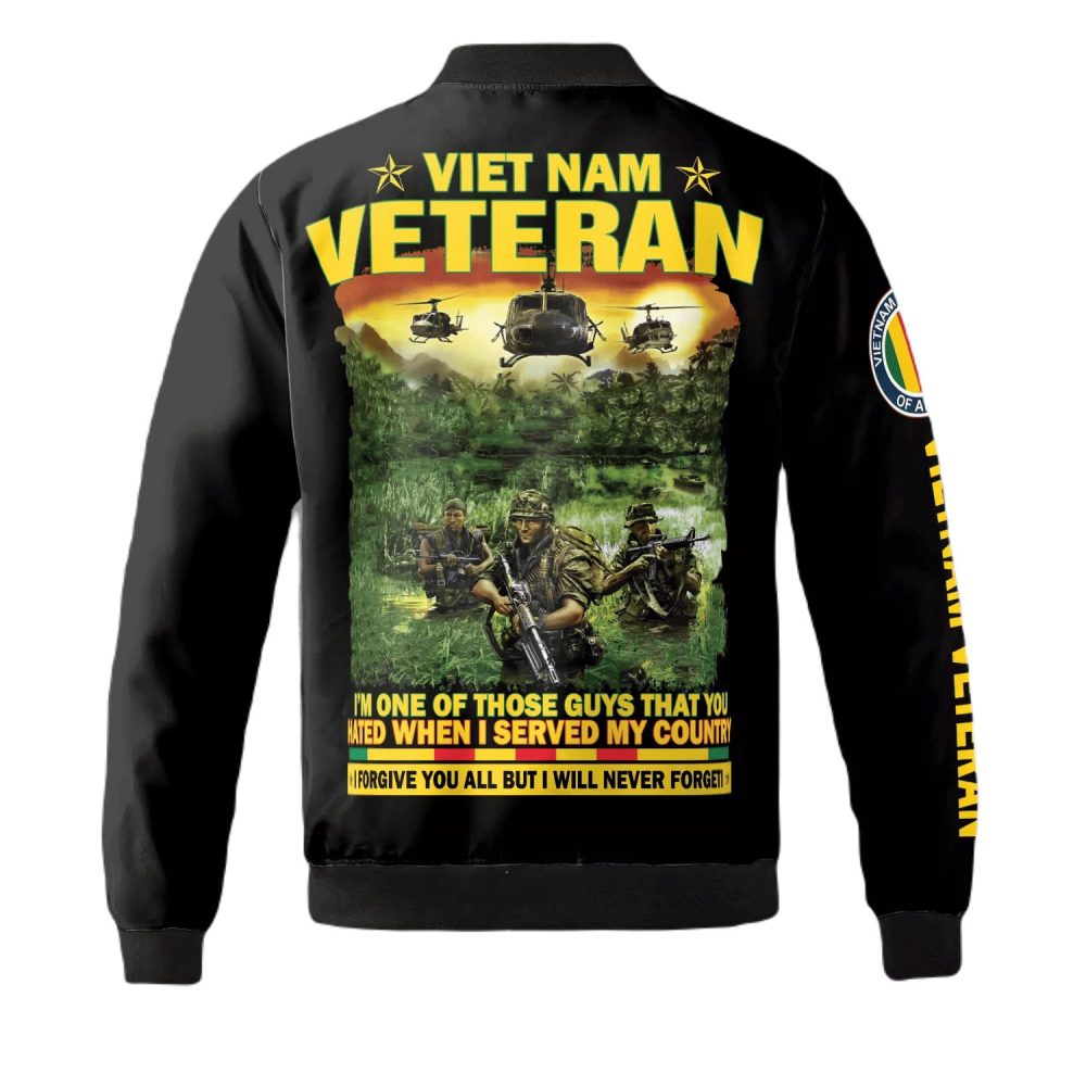 Veteran Bomber Jacket Vietnam Veteran I Served My Country Bomber Black Unisex Jacket Jacket - Image 3