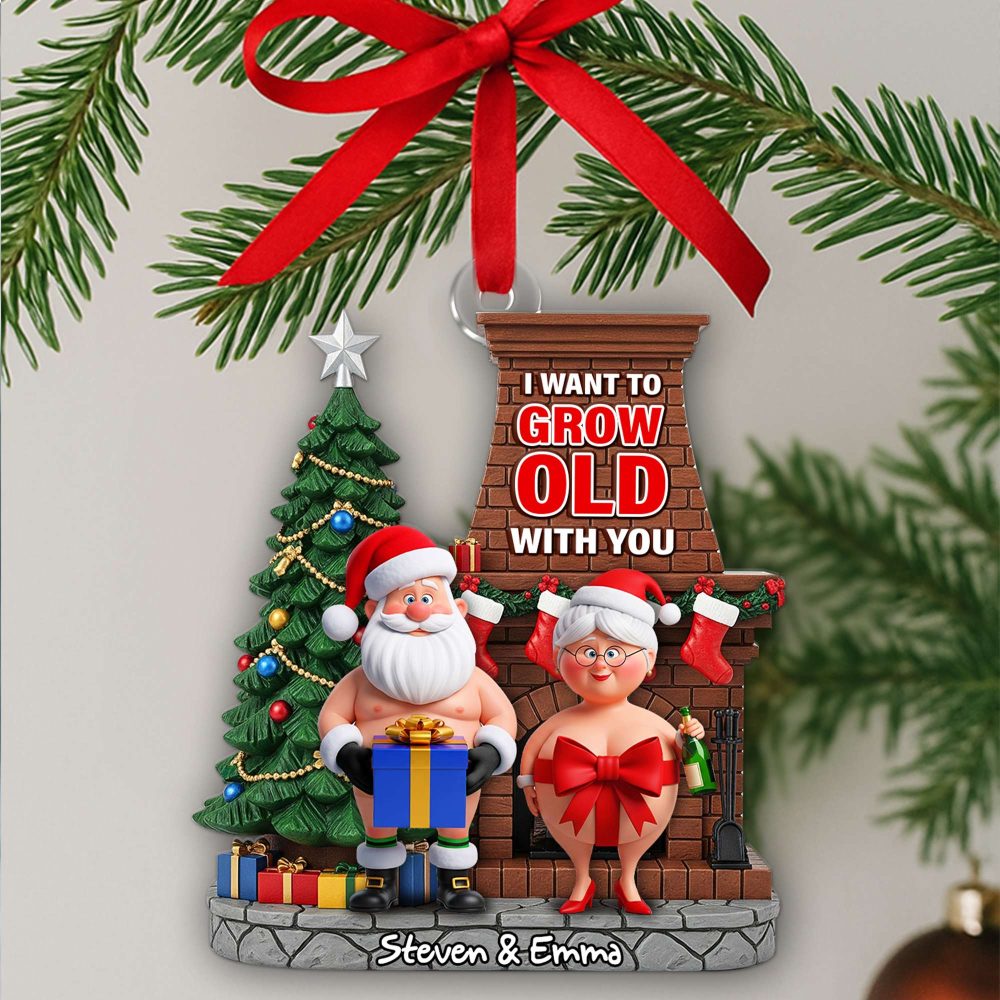 Funny Old Couple Ornament - "I Want To Grow Old With You" - Personalized Christmas Gift For Couples - Image 3
