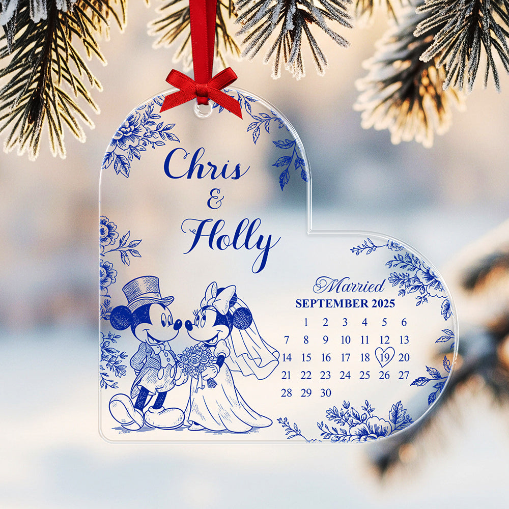 Celebrate Love: Personalized Couple Wedding Acrylic Ornament - Custom Gift For Newlyweds