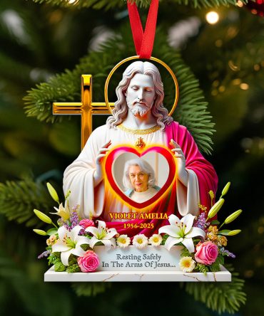 Resting Safely In The Arms Of Jesus - Custom Memorial Ornament