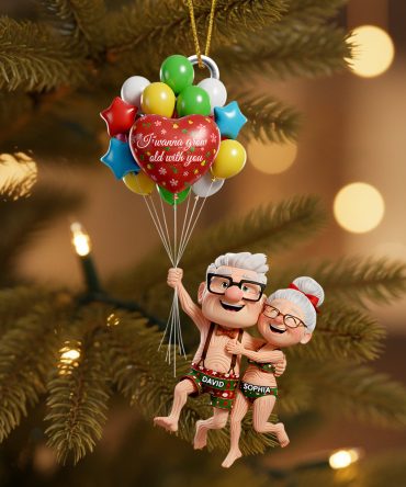 I Wanna Grow Old With You – Personalized Old Couple Christmas Ornament