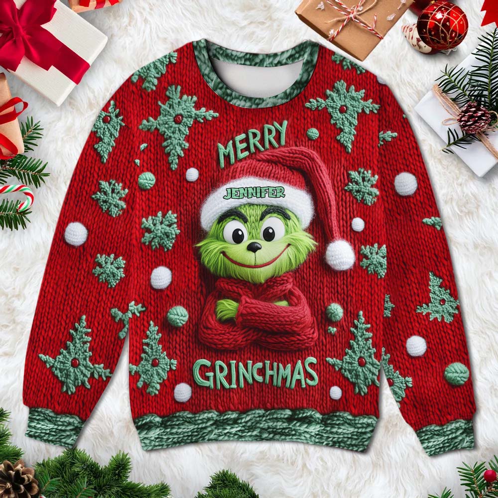 Grinch Merry Grinchmas - Personalized Stole Christmas Ugly Sweater