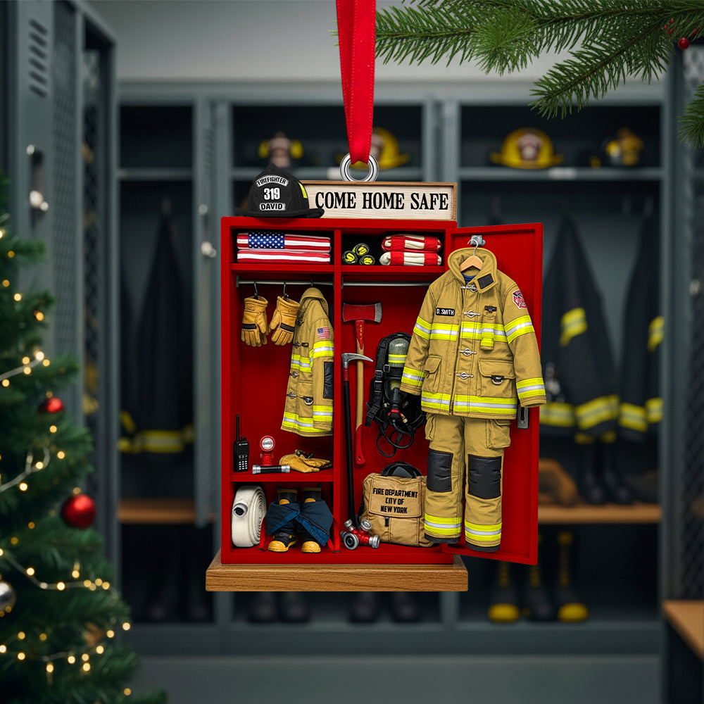 Come Home Safe - Personalized Firefighter Locker Acrylic Ornament - Perfect Gift For Firefighters, Family, And Friends - Image 3