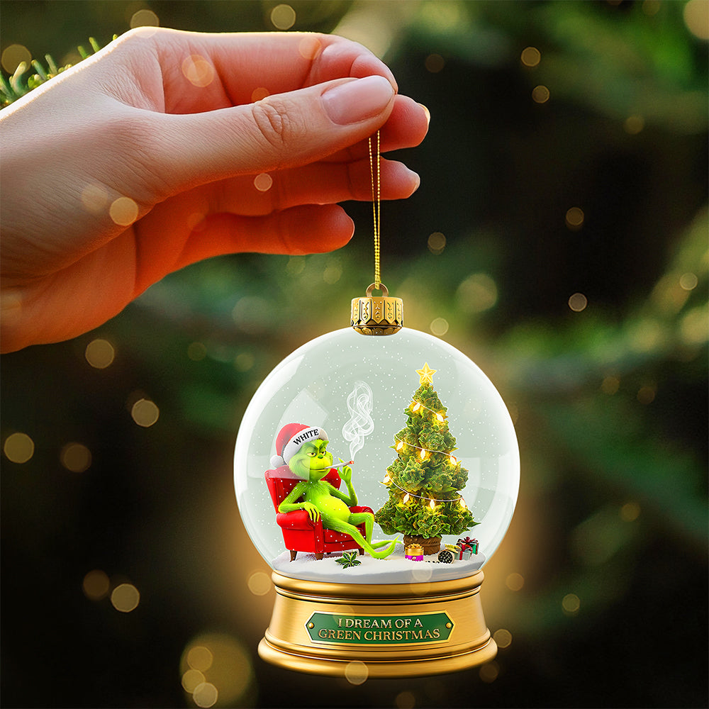 I Dream Of A Green Christmas - Personalized Chill Monster Ornament For Herb Lovers - Image 3