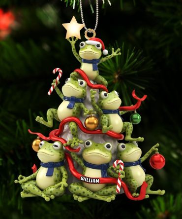 Hop Into The Holidays! - Personalized Funny Frog Ornament