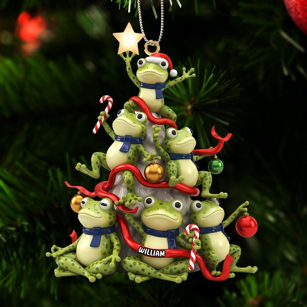 Hop Into The Holidays! - Personalized Funny Frog Ornament