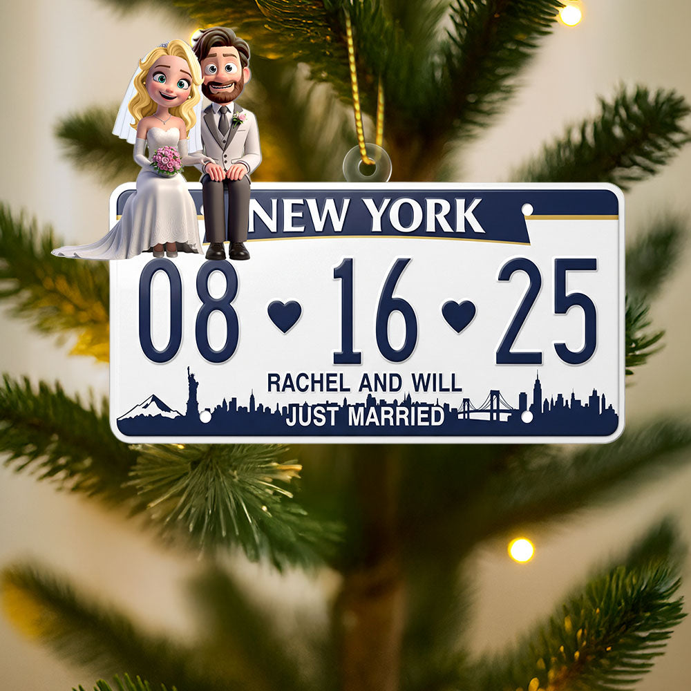 “Celebrate Your Love Story” - Personalized Married Couple License Plate Ornament - Unique Gift For Newlyweds, Couples, Anniversaries - Image 2
