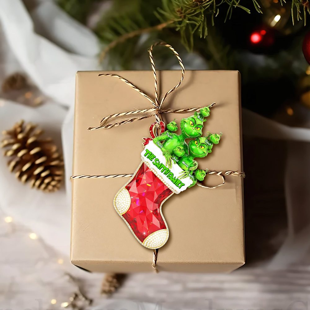 Celebrate Family In Style - Personalized Green Monster Family Tree Ornament - Custom Gift For Family Members - Image 2
