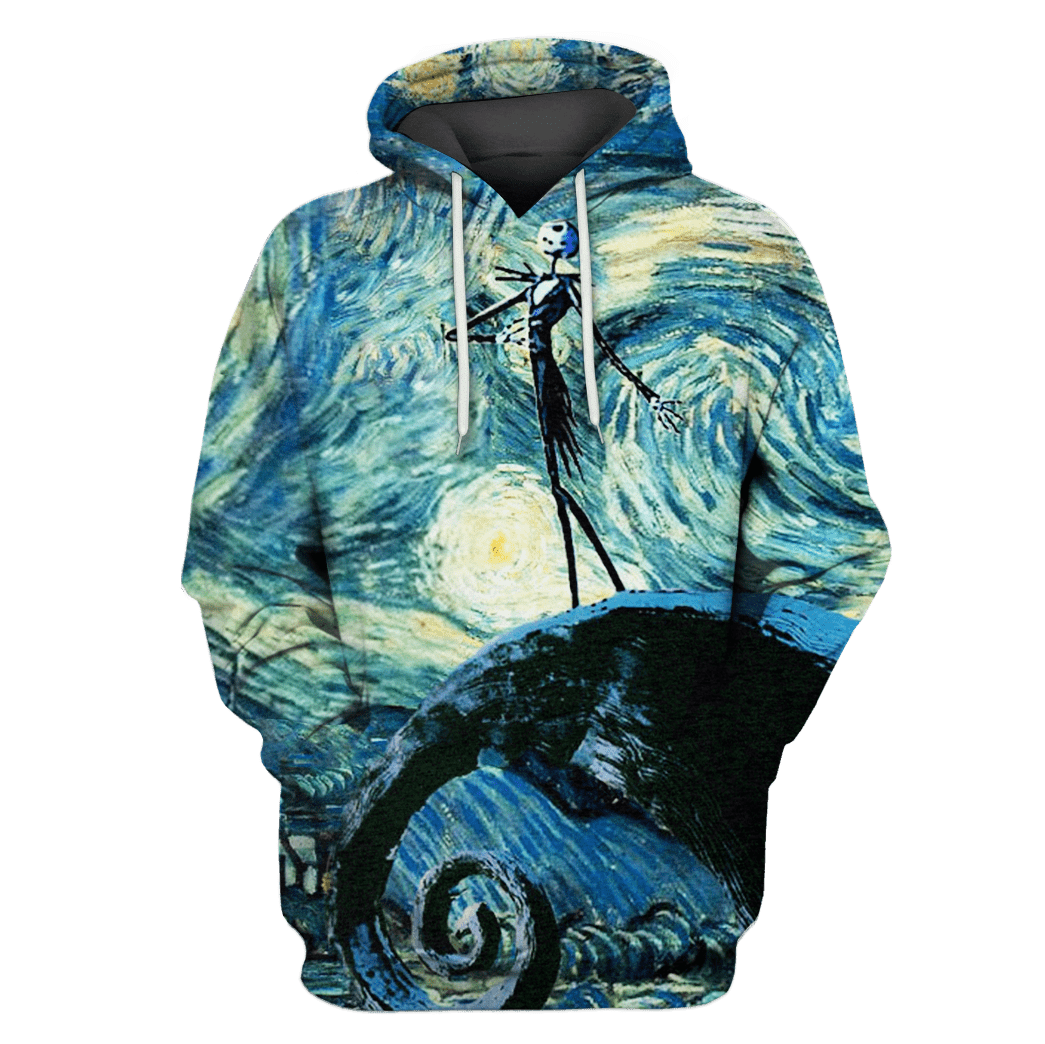 Tnbc T-Shirt Jack Skellington Starry Night Art Concept Blue Hoodie - Image 3