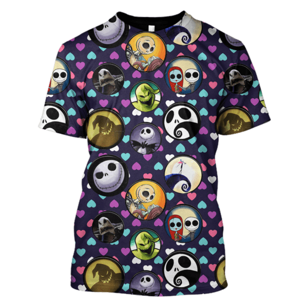 Tnbc T-Shirt Nightmare Characters Circles Heart Shape Pattern Hoodie Tnbc Hoodie - Image 2