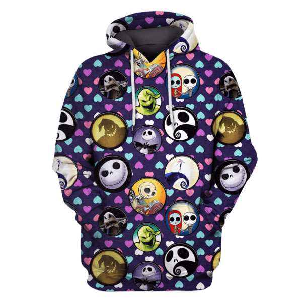 Tnbc T-Shirt Nightmare Characters Circles Heart Shape Pattern Hoodie Tnbc Hoodie