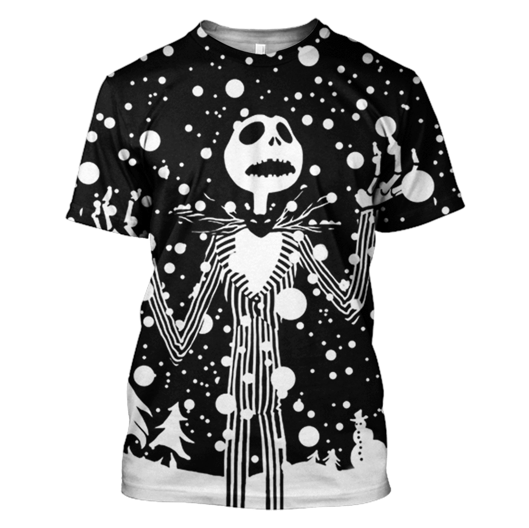 Tnbc T-Shirt Jack Skellington First Snow Black White Hoodie Tnbc Hoodie - Image 2