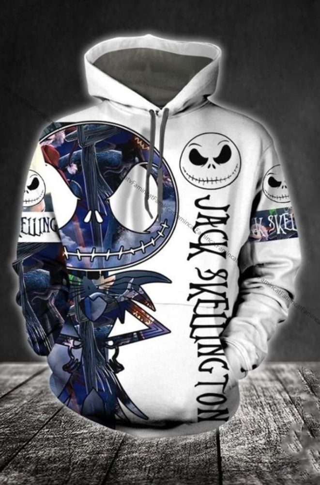 Tnbc Hoodie Jack Skellington Symbol Blue White Hoodie - Image 2