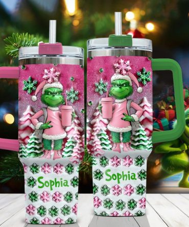 Grinch Merry Chrinchmas - Personalized Stole Christmas Tumbler With Handle