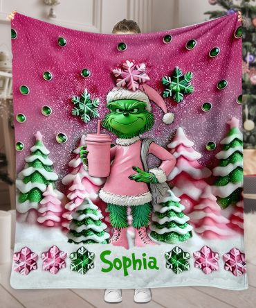 Grinch Merry Grinchmas - Personalized Stole Christmas Blanket