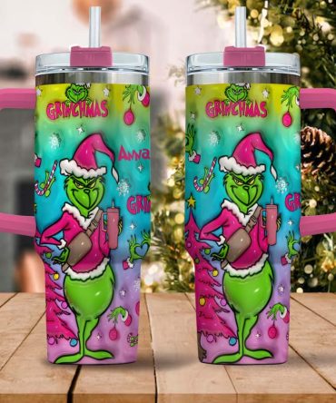 Grinch Holo Christmas - Personalized Stole Christmas Tumbler With Handle
