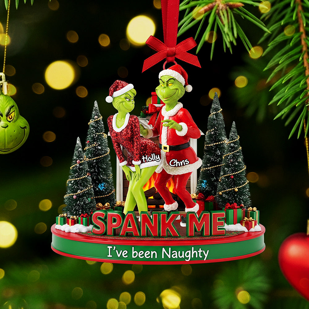 Spank Me & I'Ve Been Naughty - Personalized Christmas Ornament For Fun-Loving Couples