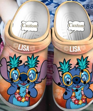 Lilo & Stitch Crocs Custom Hawaiian Cartoon Character Clogs - Personalized Name Sandals For Kids & Adults