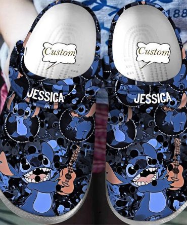 Lilo & Stitch Crocs Custom Name Blue Cartoon Character Clogs – Fun & Comfy Personalized Footwear!