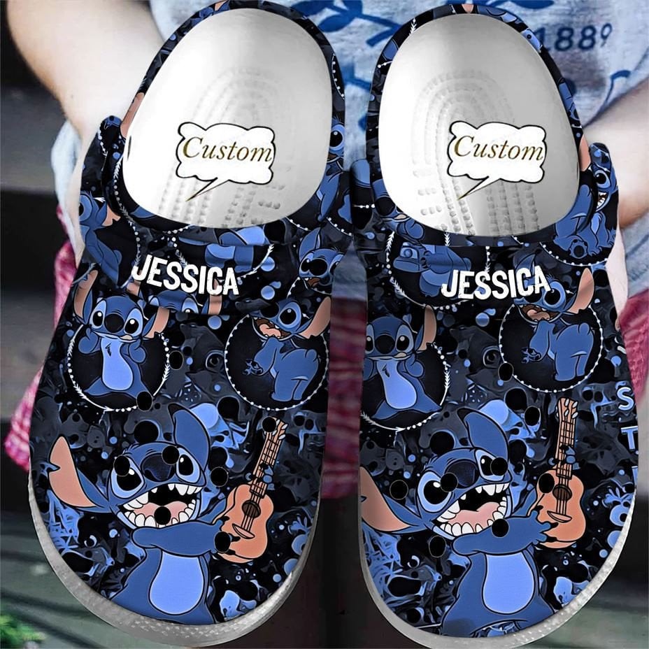 Lilo & Stitch Crocs Custom Name Blue Cartoon Character Clogs – Fun & Comfy Personalized Footwear!