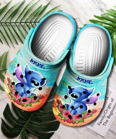 Lilo & Stitch Crocs Personalized Cute Cartoon Clogs For Kids - Custom Name Slip-On Shoes With Floral Design