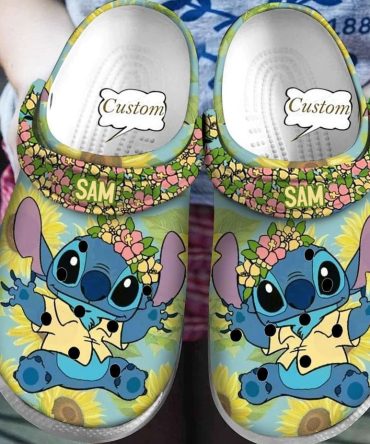 Lilo & Stitch Crocs Custom Floral Cartoon Clogs For Kids - Comfortable & Fun Footwear With Personalization