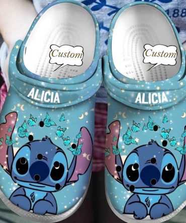 Lilo & Stitch Crocs Custom Name Blue Cartoon Clogs - Cute & Comfortable Personalized Footwear For Kids