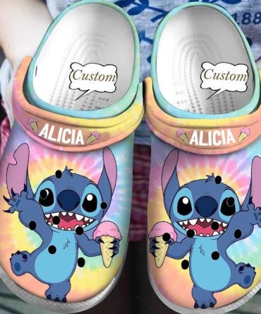 Lilo & Stitch Crocs Custom Cartoon Character Clogs For Kids - Personalized Name & Fun Ice Cream Design